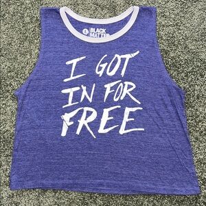 Black Matter Blue Graphic Muscle Tank – “I Got In For Free”- large